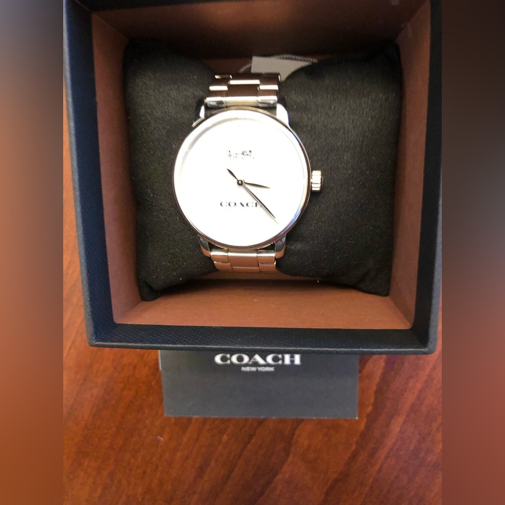COACH GRAND Unisex Stainless Steel Brass Bracelet Watch with Crystal Markers